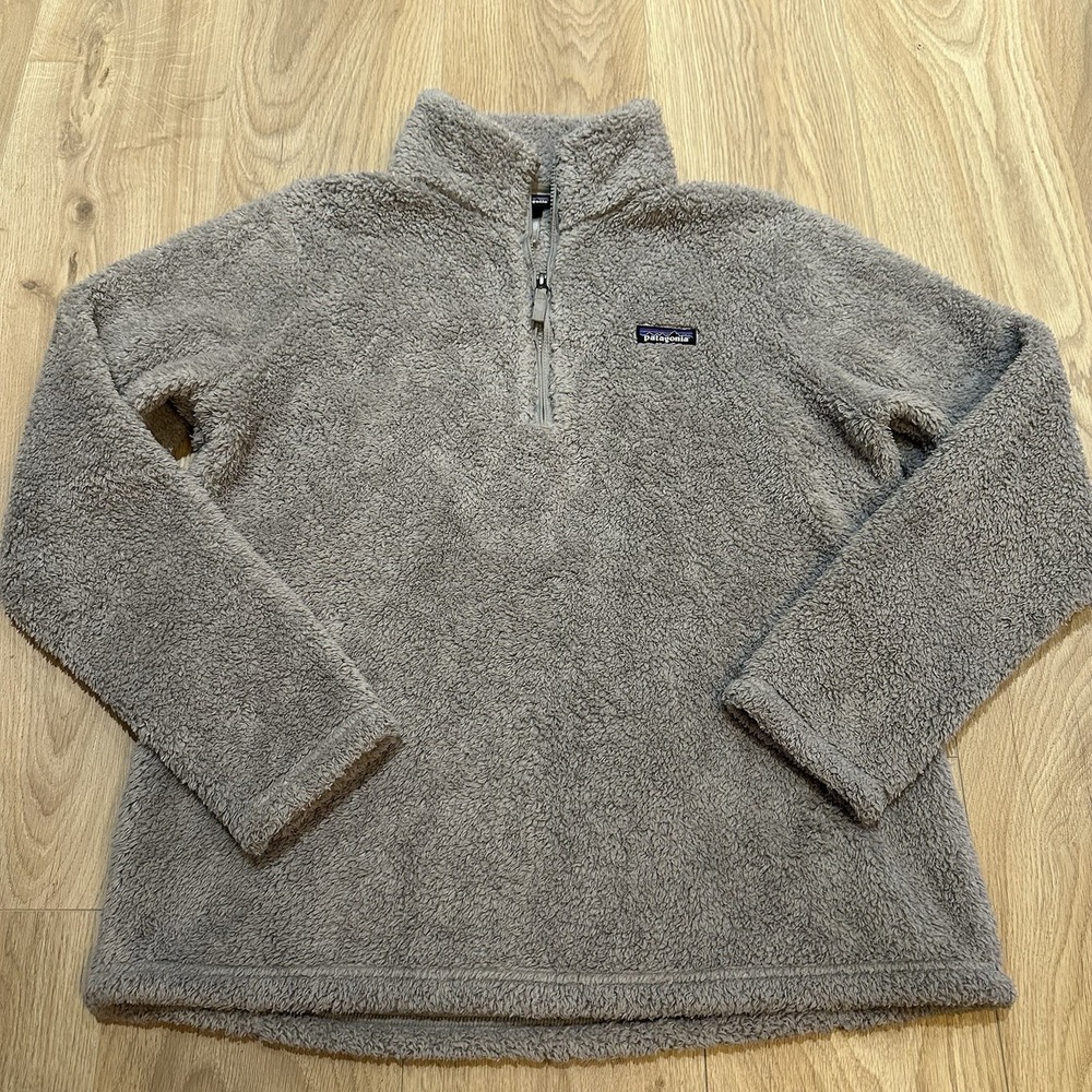Patagonia Los Gatos 1/4 Zip Sherpa Fleece Pullover Women XL Gray Cozy Athleisure